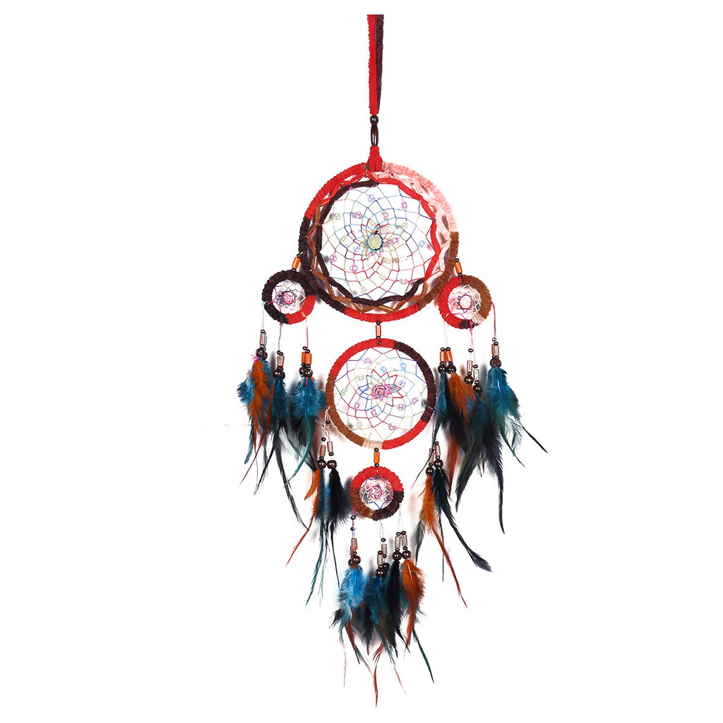 Retro Handwoven Dreamcatcher Wall Hanging with Feathers Nordic Style