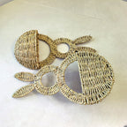 Handwoven Grass Rabbit Wall Basket Decor Pastoral Style 42cm