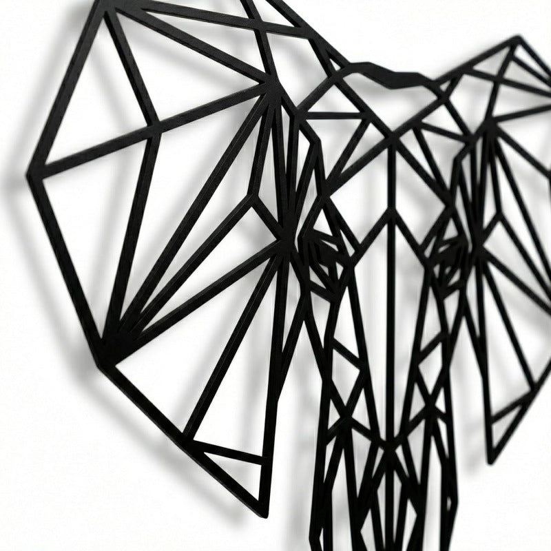 Modern Geometric Metal Elephant Head Wall Decor 43x45cm Black