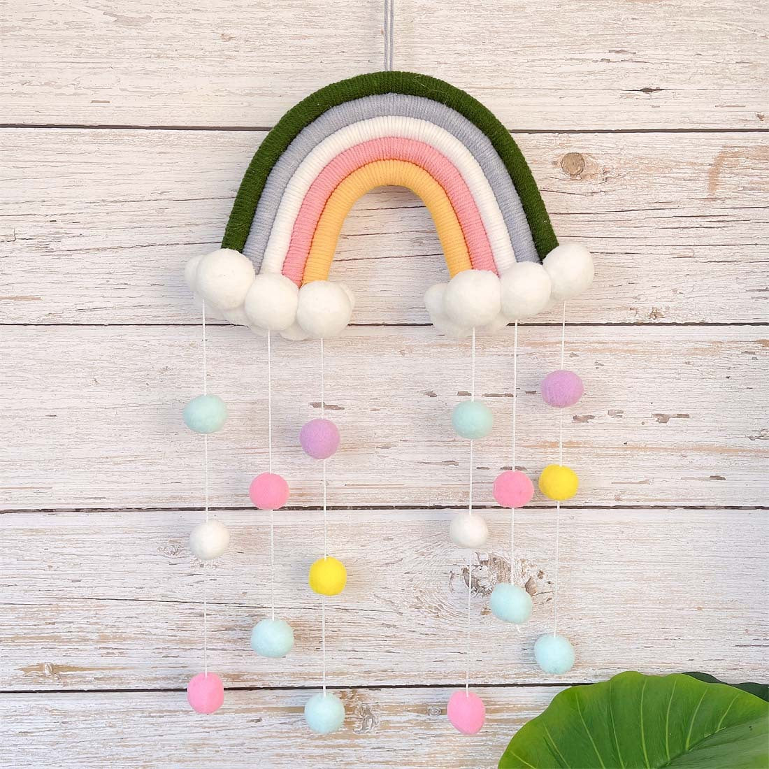 Nordic Rainbow Cloud Woven Wall Hanging Decor for Kids Room 25x50cm