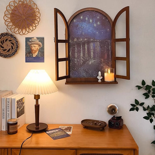 American Country Wooden Fake Window Landscape Wall Art 39x59cm