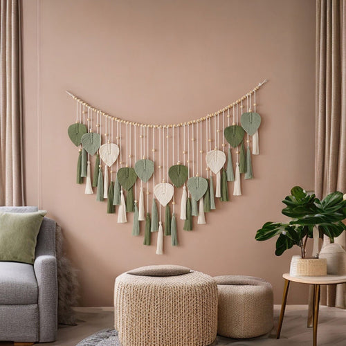 Bohemian Vintage Cotton Rope Leaf Wall Hanging Mediterranean Style