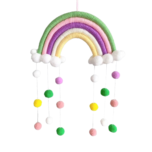 Nordic Rainbow Cloud Woven Wall Hanging Decor for Kids Room 25x50cm