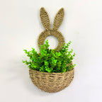 Handwoven Grass Rabbit Wall Basket Decor Pastoral Style 42cm