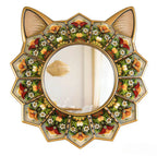 Nordic Style Wooden Animal Wall Mirror 31cm - 2D Retro Hanging Decor