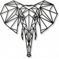 Modern Geometric Metal Elephant Head Wall Decor 43x45cm Black