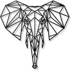 Modern Geometric Metal Elephant Head Wall Decor 43x45cm Black
