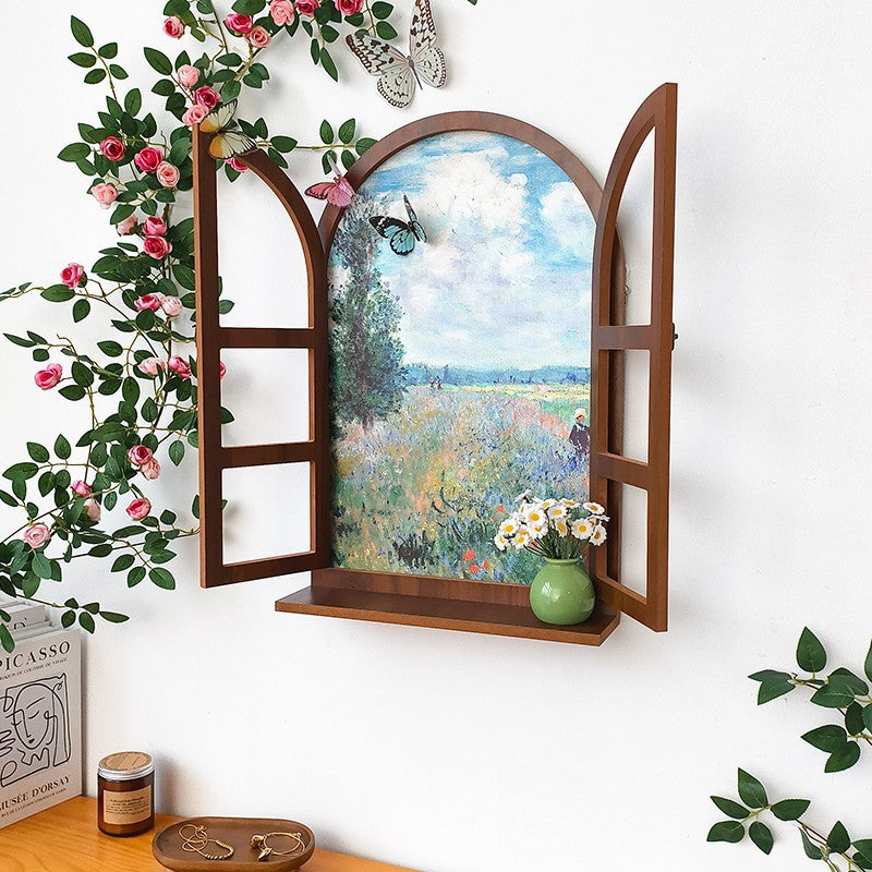 American Country Wooden Fake Window Landscape Wall Art 39x59cm