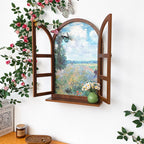 American Country Wooden Fake Window Landscape Wall Art 39x59cm