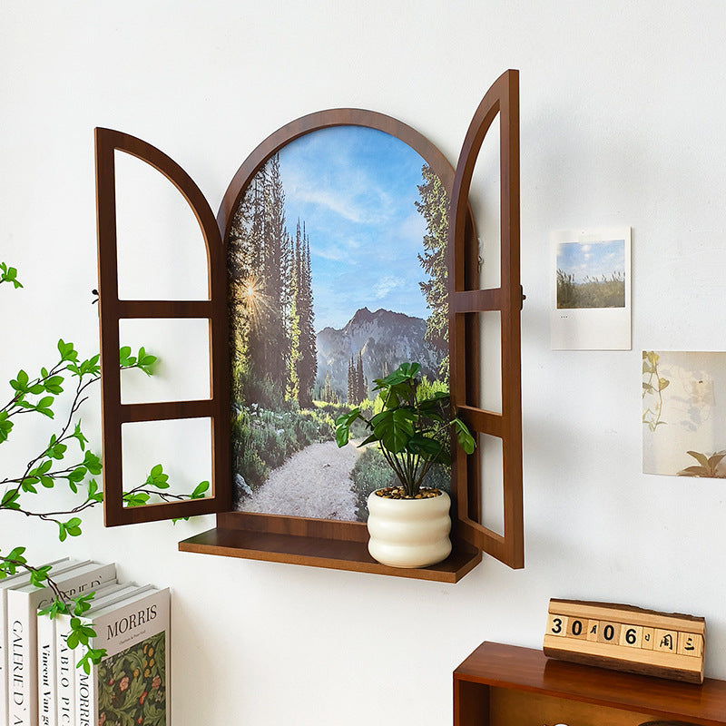 American Country Wooden Fake Window Landscape Wall Art 39x59cm
