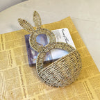 Handwoven Grass Rabbit Wall Basket Decor Pastoral Style 42cm