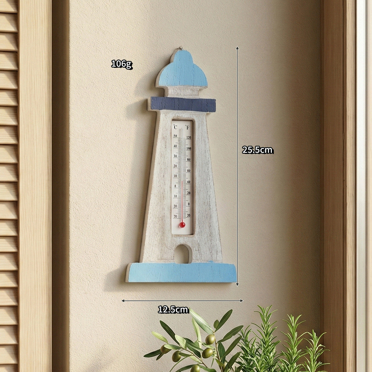 Coastal Vintage Wooden Thermometer Wall Decor Mediterranean Style