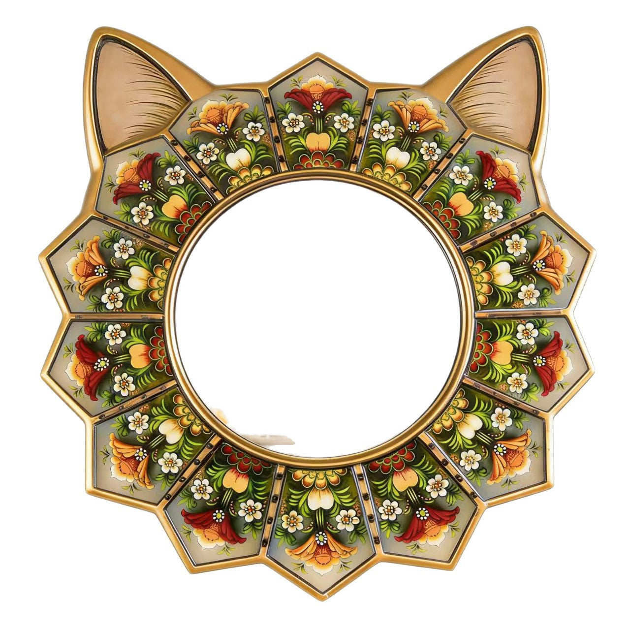 Nordic Style Wooden Animal Wall Mirror 31cm - 2D Retro Hanging Decor
