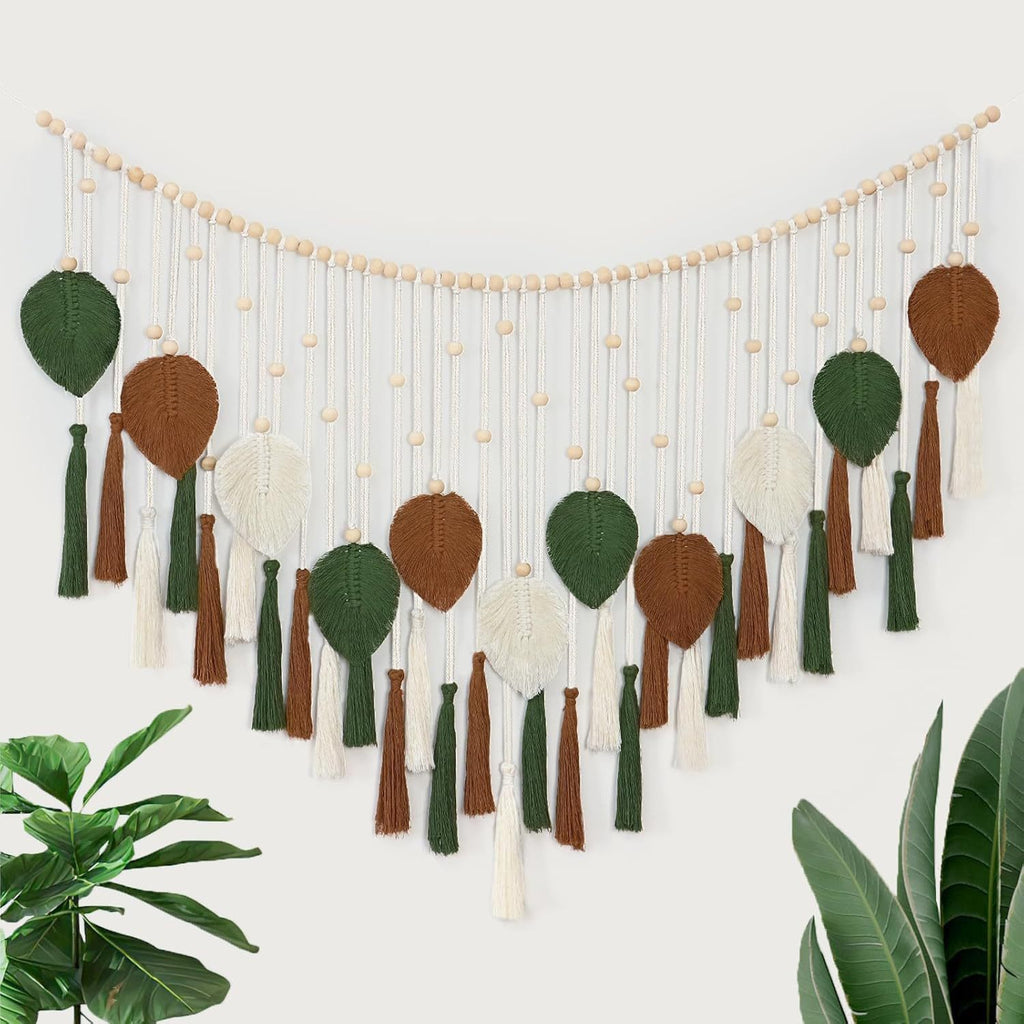 Bohemian Vintage Cotton Rope Leaf Wall Hanging Mediterranean Style