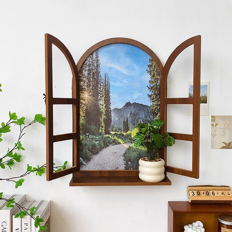American Country Wooden Fake Window Landscape Wall Art 39x59cm
