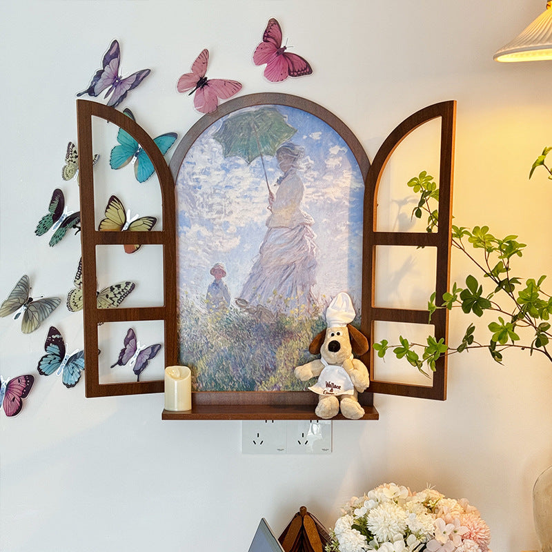American Country Wooden Fake Window Landscape Wall Art 39x59cm