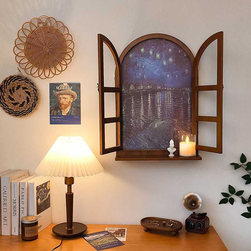 American Country Wooden Fake Window Landscape Wall Art 39x59cm