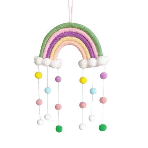 Nordic Rainbow Cloud Woven Wall Hanging Decor for Kids Room 25x50cm