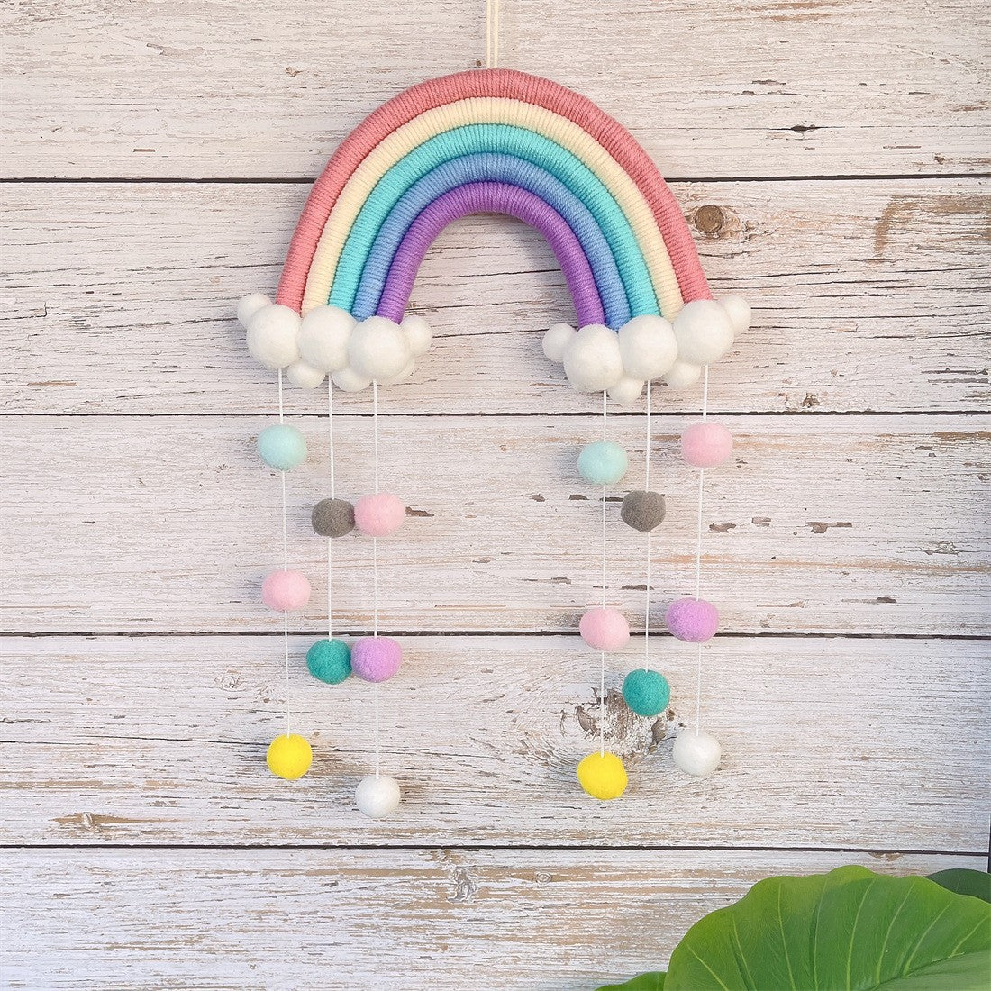 Nordic Rainbow Cloud Woven Wall Hanging Decor for Kids Room 25x50cm