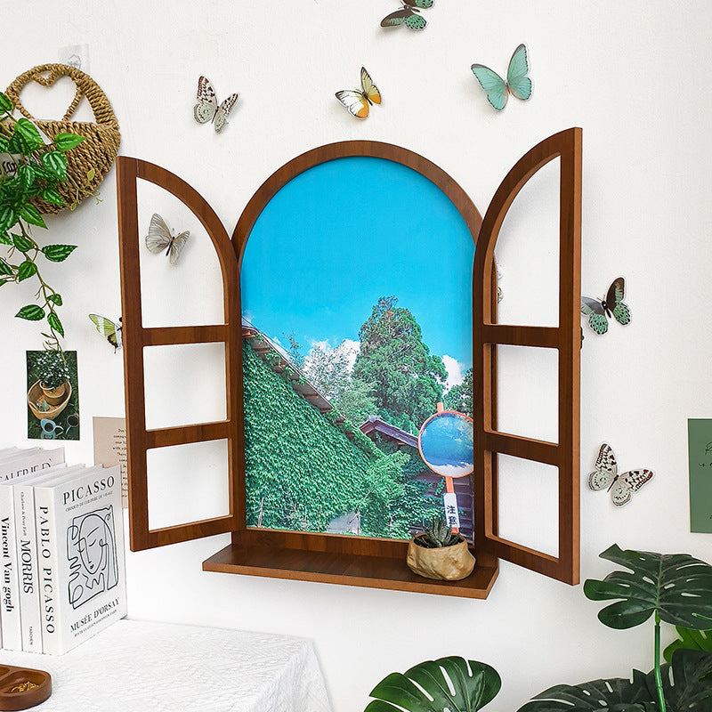 American Country Wooden Fake Window Landscape Wall Art 39x59cm