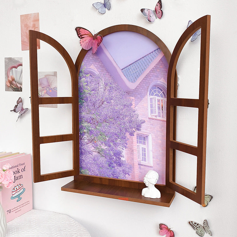 American Country Wooden Fake Window Landscape Wall Art 39x59cm