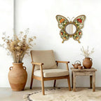 Nordic Style Wooden Animal Wall Mirror 31cm - 2D Retro Hanging Decor