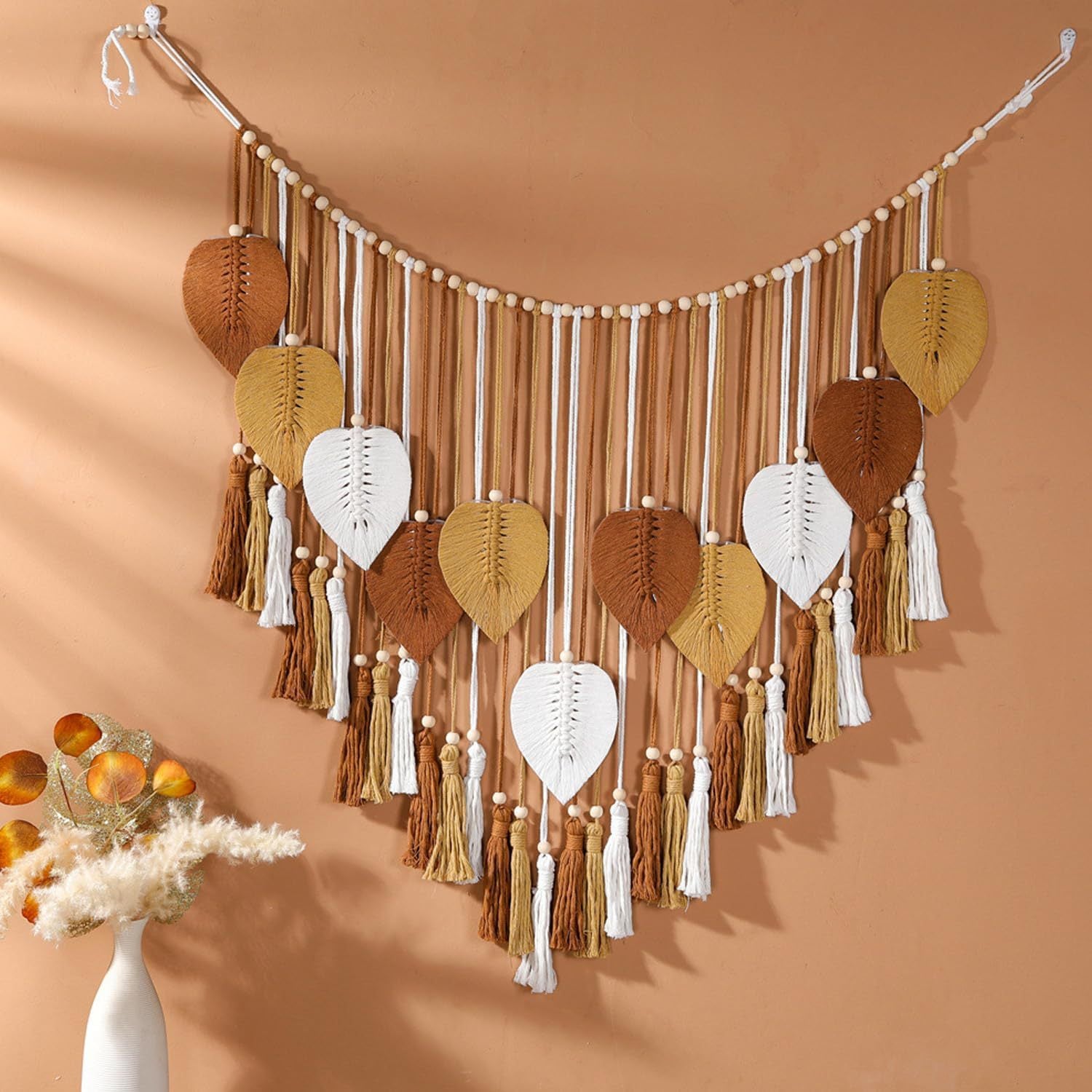 Bohemian Vintage Cotton Rope Leaf Wall Hanging Mediterranean Style