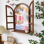 American Country Wooden Fake Window Landscape Wall Art 39x59cm